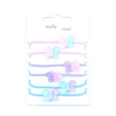 Butterfly motif elastics - Pastels - Card of 6 - 2mm thick