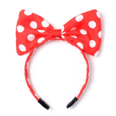 Red and white polka dot bow aliceband