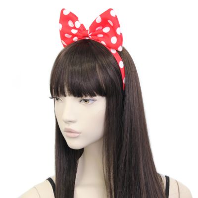 Red and white polka dot bow aliceband