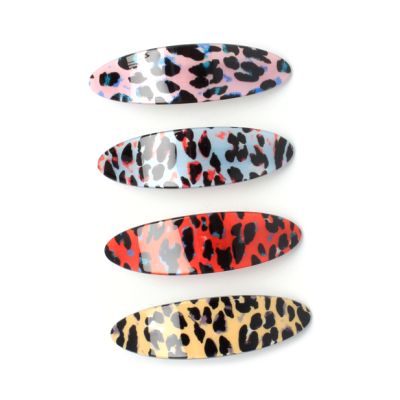 Animal print oval barrette clip 9cm