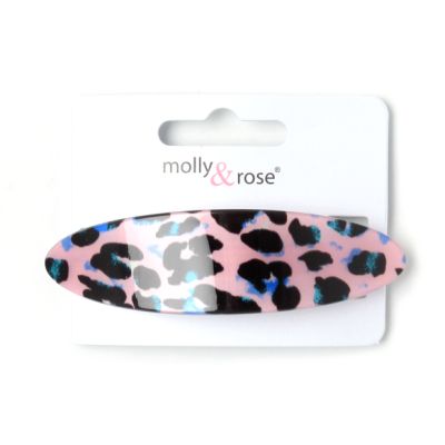 Animal print oval barrette clip 9cm