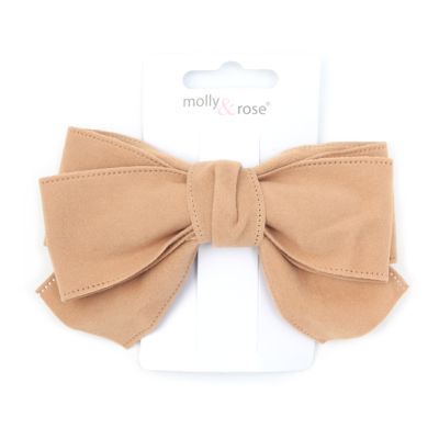 Velour fabric double bow barrette clip 8cm