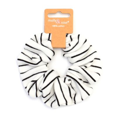Regular - 100% cotton striped scrunchie. Dia.11cm
