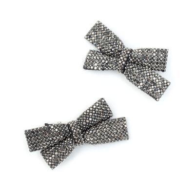 Card of 2 diamante covered bow clips 5cm