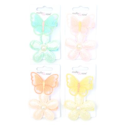 Butterfly and flower motif clips 5cm