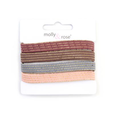 Flat elastics - Assorted - Card of 4 - 1cm wide