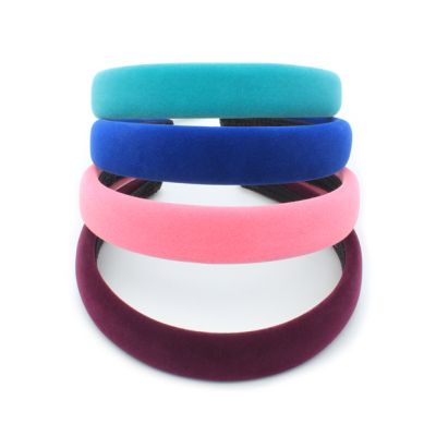 2.5cm wide flocked velvet sightly padded aliceband