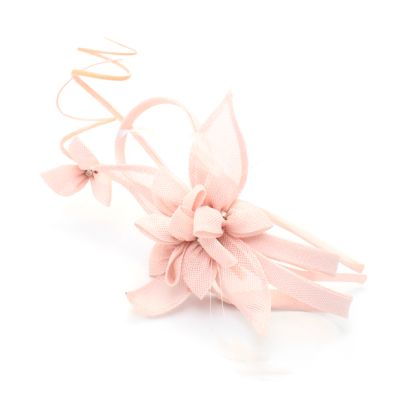 Pink sinamay flower fascinator with quills