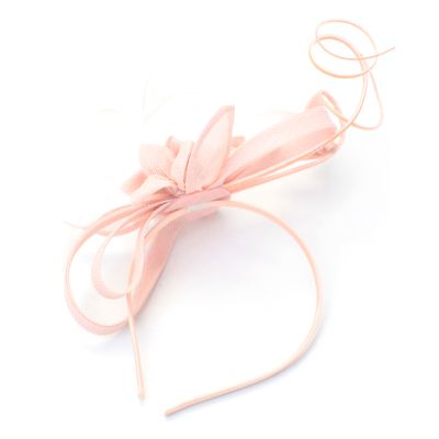Pink sinamay flower fascinator with quills