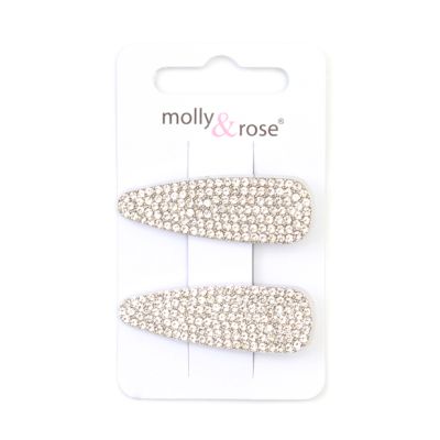 Card of 2 diamante covered beak clips 4.5cm