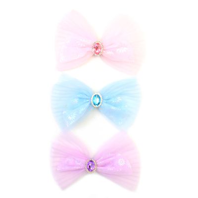 Net bow clip with centre stone 5cm