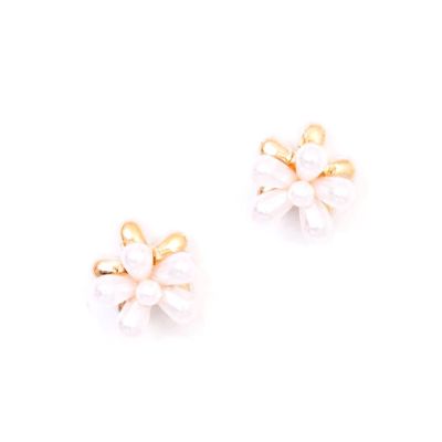 Pair of pearl bead flower mini clamps 1.5cm