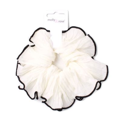 Large - Black and Cream contrast edge scrunchie.Dia.13cm