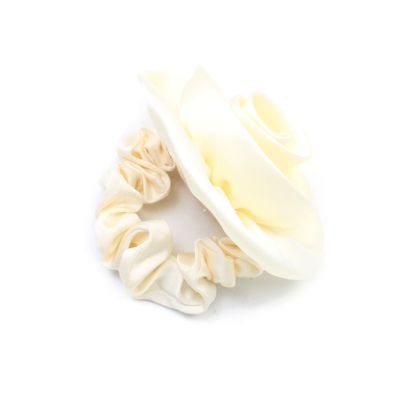 Small - Satin scrunchie with layered rose motif