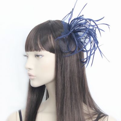 ©  Style Abigail. Navy fabric fascinator on a clear comb
