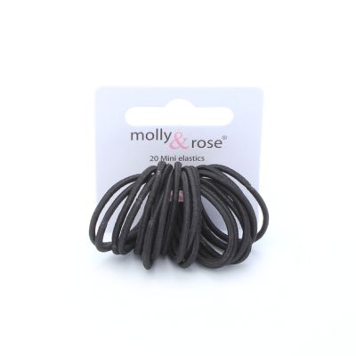 Mini elastic - Black - Card of 20 - 2mm thick