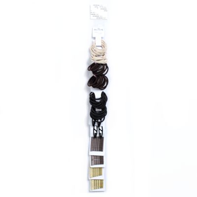 Clip strip of assorted basic elastics and grips
