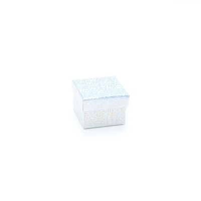 Ring box. 5x5x3.5cm. Silver holographic gift box.