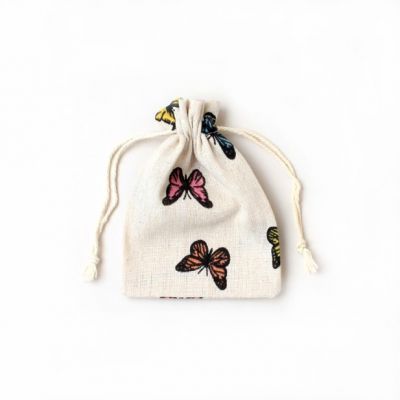 Size: 14x10cm  Butterfly print drawstring bag