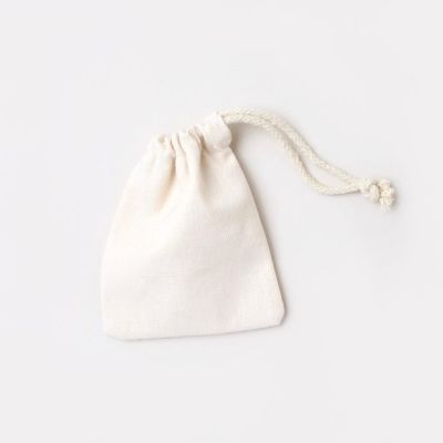 12x10cm. Ivory cotton canvas drawstring bag