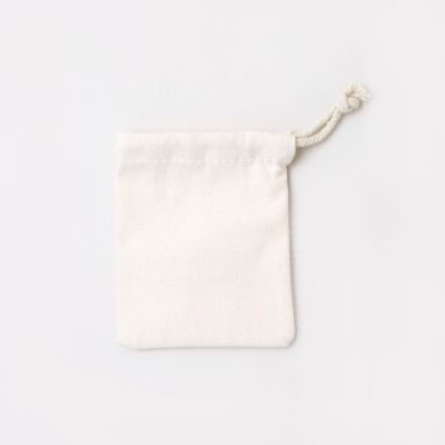 12x10cm. Ivory cotton canvas drawstring bag