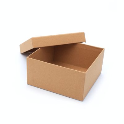 15x15x7.5cm. NO INSERT. Kraft gift box.