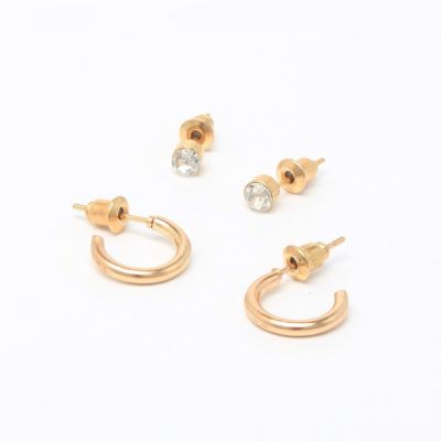 Studs and hoop earrings set