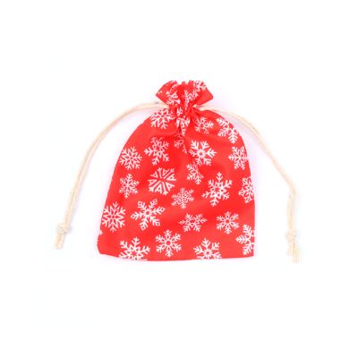 13x10cm. Mixed pack of Christmas drawstring pouches