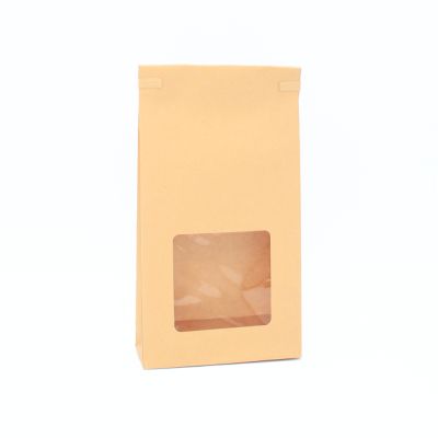 23.5x13x4.5cm. Kraft paper bag with window & wire fold top