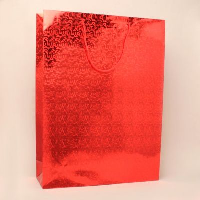 Size: 42x31x10cm Red holographic paper gift bag