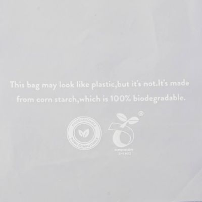 8x7cm. Compostable bag with adhesive strip