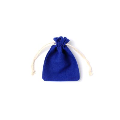 12x9.5cm. Blue cotton rich drawstring bag