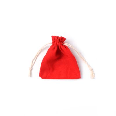 12x9.5cm. Red cotton rich drawstring bag