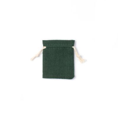 9.5x7.5cm. Forest Green cotton rich drawstring bag