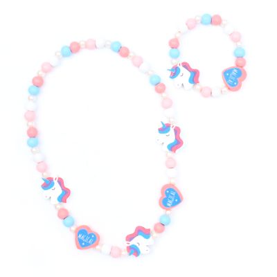 Unicorn stretch bead necklace and bracelet set