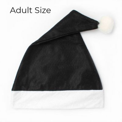 Christmas Santa Hat in Black with white trim