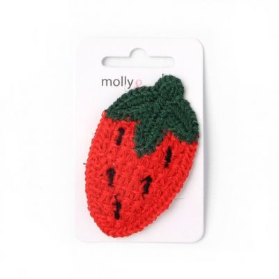 Crochet fabric fruit motif sleepie. 6.5cm