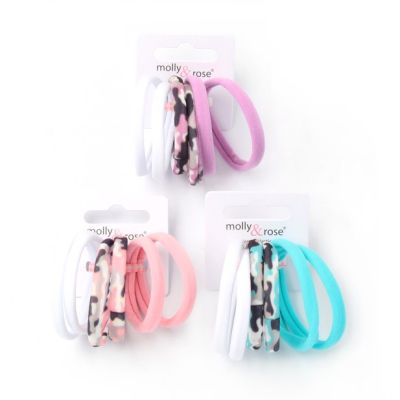 Jersey elastics - Assorted - Card of 6 - 7mm thick