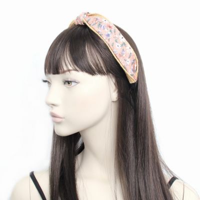 5cm wide Raffia and floral print knotted top aliceband