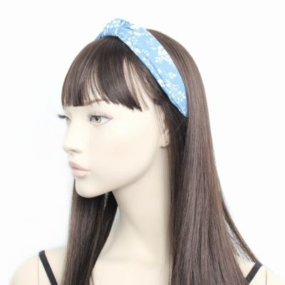 2.8cm wide denim floral fabric knotted aliceband