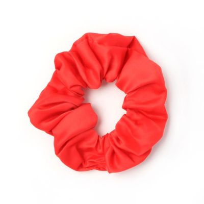 Regular -  Red satin scrunchie. Dia.10cm