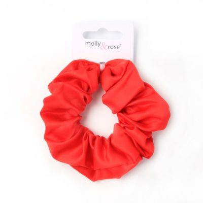 Regular -  Red satin scrunchie. Dia.10cm