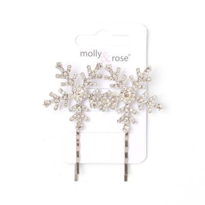 Card of 2 Crystal Snowflake grips. 5.5cm
