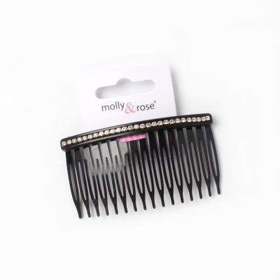 8cm Black side comb with diamante stones