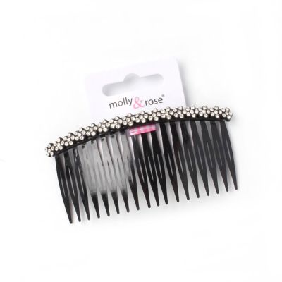 10cm Black side comb with diamante stones