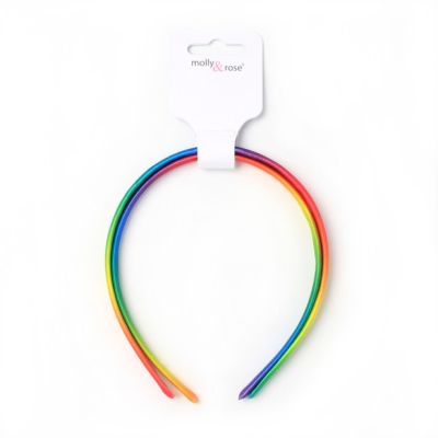 8mm wide Rainbow aliceband. Card of 2