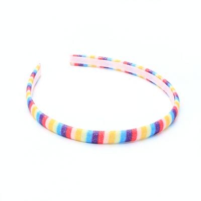 1cm wide Rainbow striped aliceband