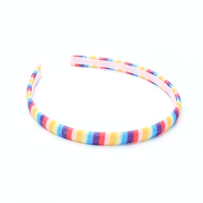 1cm wide Rainbow striped aliceband