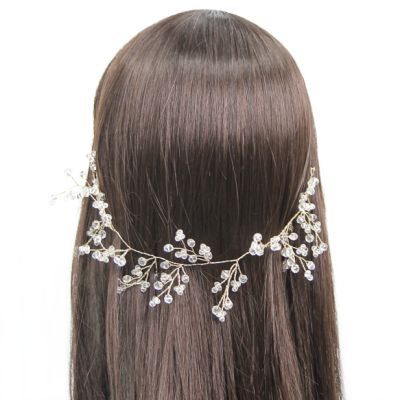 Transparent bead wired hair vine