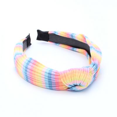2cm wide pastel rainbow knotted aliceband